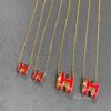Hermès Red Enamel H Necklace and Stud Earrings