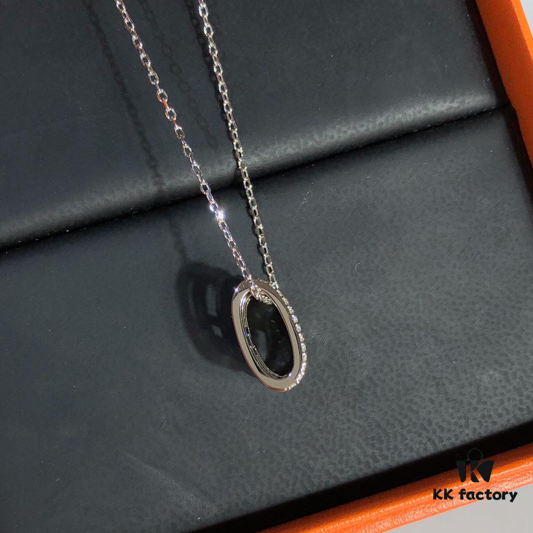 692fca4999f2d84055c89249 New Advanced Precision Edition Hermes Popular H Logo Full Diamond Necklace, High-Carbon Diamonds, 925 Sterling Silver Gold Plated with K-Gold Texture
