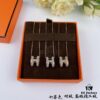 692fca5599f2d84055c8925d Authentic 925 Sterling Silver Hermès HERMES Classic Series Lucky H Enamel Necklace and Earrings Set