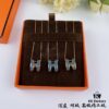 692fca5699f2d84055c8925f Authentic 925 Sterling Silver Hermès HERMES Classic Series Lucky H Enamel Necklace and Earrings Set