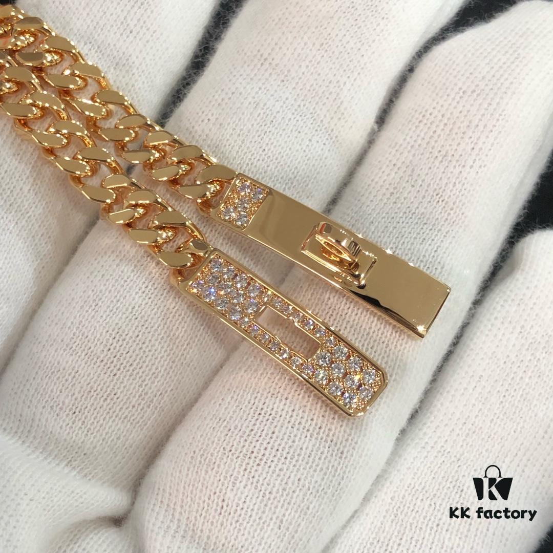 692fcab699f2d84055c89307 Hermes New Kelly Collection Jewelry, Kelly Gourmette Bracelet with Cuban Chain