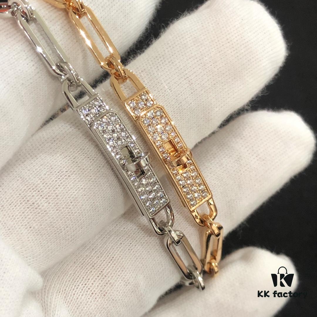 692fcab799f2d84055c8930a Hermes New Kelly Chaine Square Openwork Bracelet