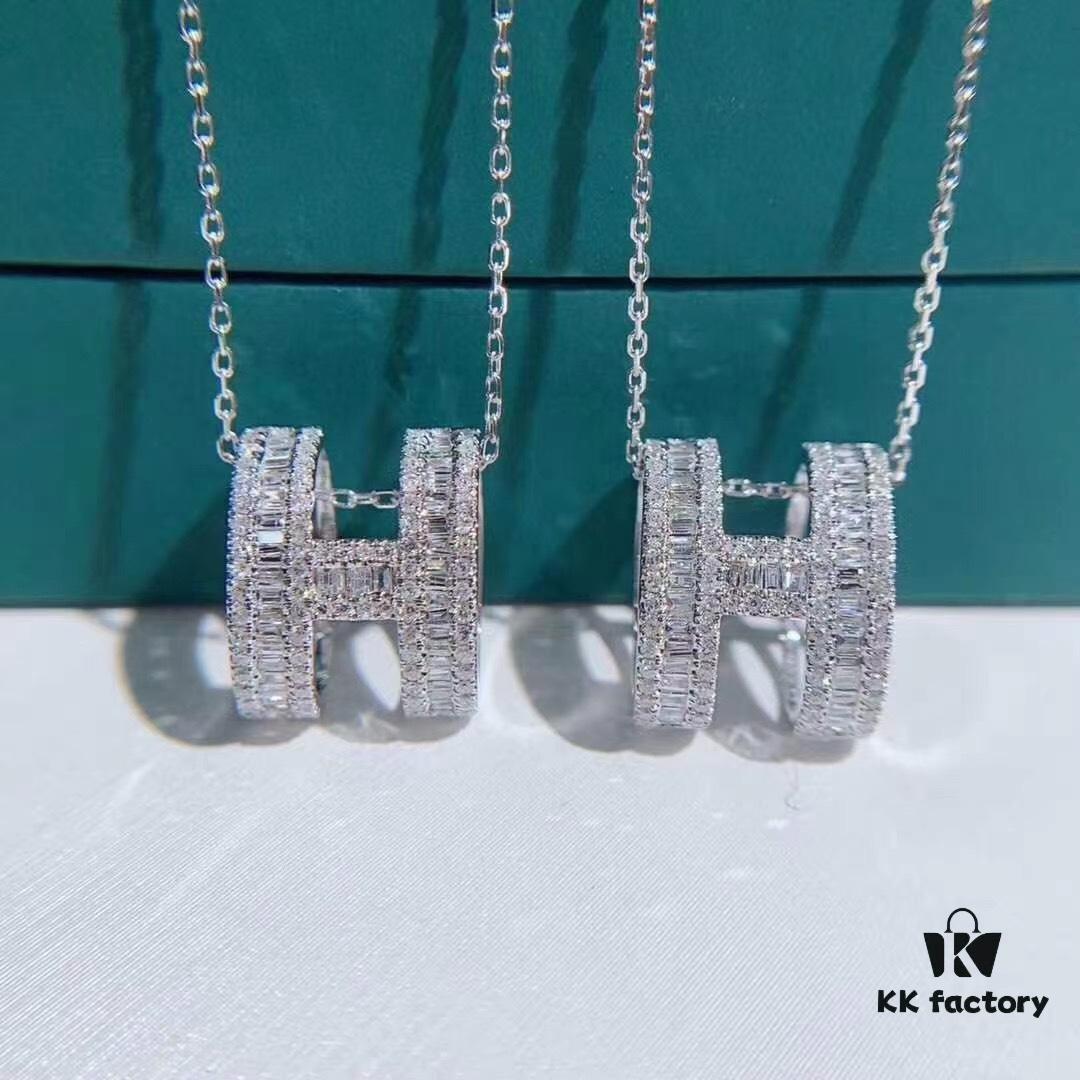 692fcac099f2d84055c8931d Top-tier Hermes-inspired Diamond-Paved 'H' Necklace, 925 Sterling Silver with Precision CNC Craftsmanship and Exquisite Stone Inlay