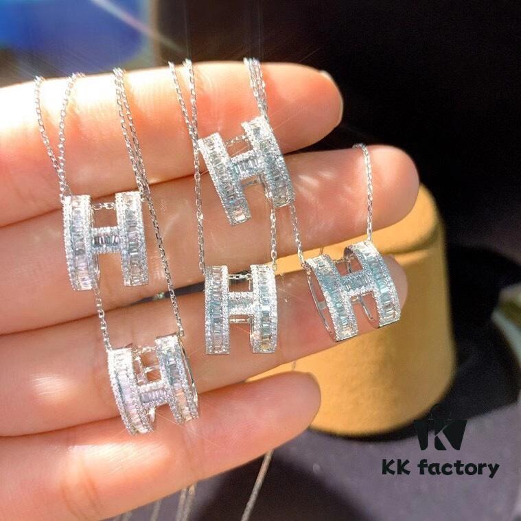 692fcac299f2d84055c89321 Top-tier Hermes-inspired Diamond-Paved 'H' Necklace, 925 Sterling Silver with Precision CNC Craftsmanship and Exquisite Stone Inlay