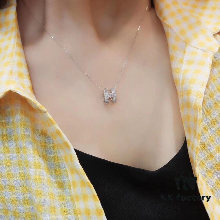 692fcac399f2d84055c89323 Top-tier Hermes-inspired Diamond-Paved 'H' Necklace, 925 Sterling Silver with Precision CNC Craftsmanship and Exquisite Stone Inlay