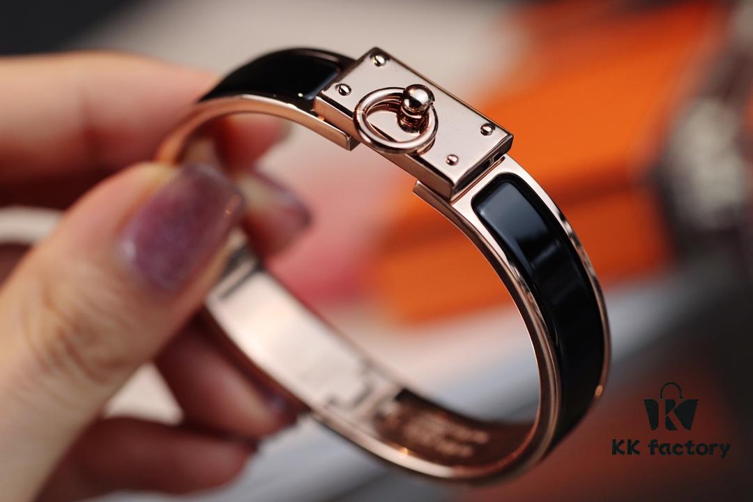 692fcad299f2d84055c8933c New Arrival Hermès-Inspired Enamel Cuff Bracelet with H Lock Closure