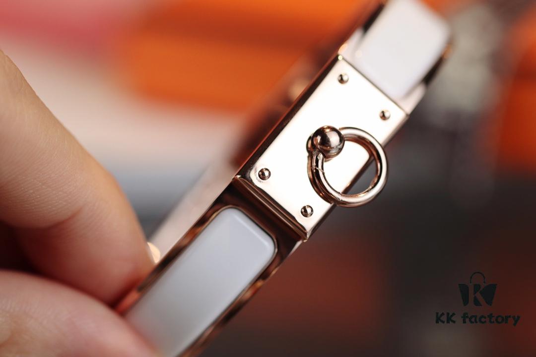 692fcad399f2d84055c89340 New Arrival Hermes-Inspired Enamel Bangle Bracelet with H Lock Clasp
