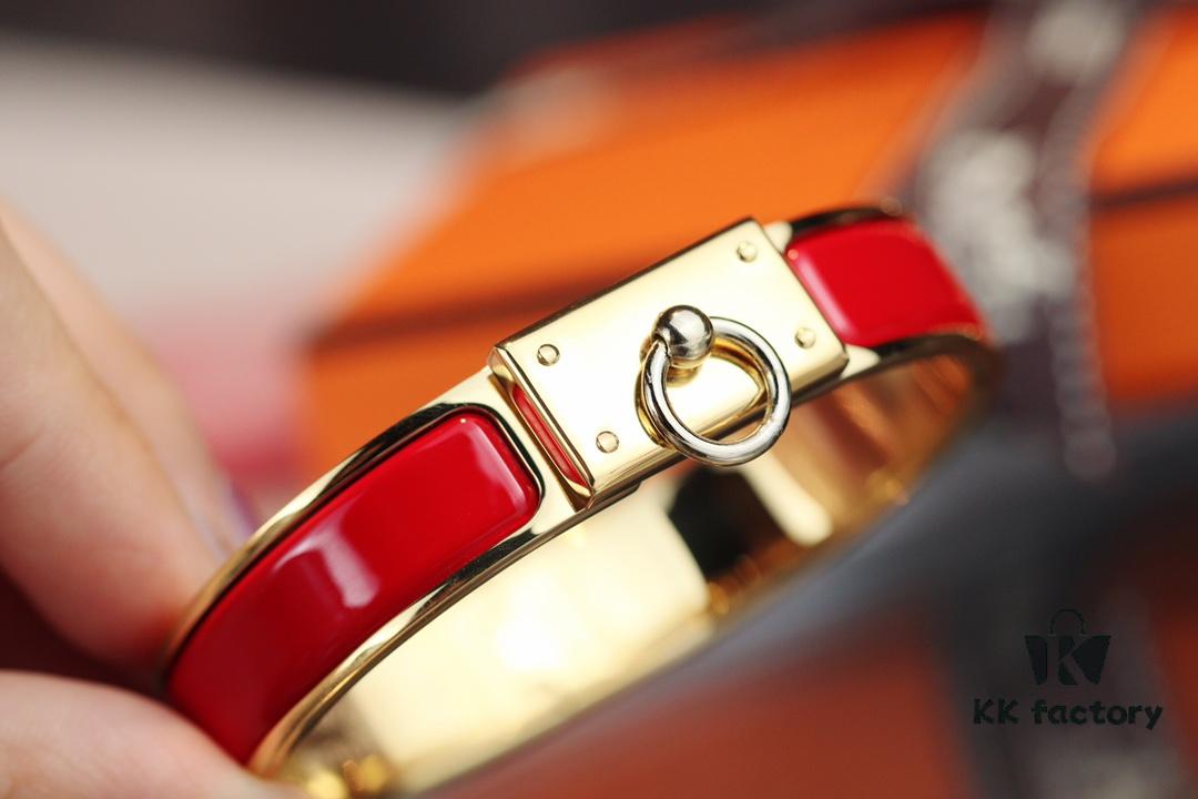692fcadc99f2d84055c89351 New Arrival Hermes-Inspired Enamel Bangle Bracelet with H Lock Design