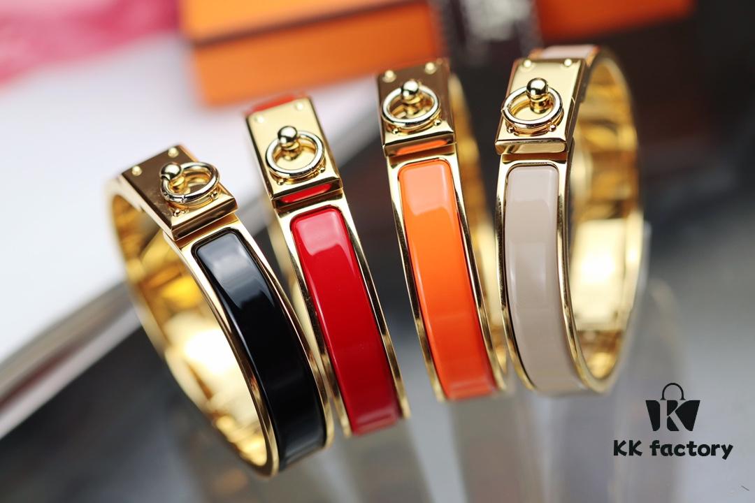 692fcae399f2d84055c89360 New Arrival Hermès-Inspired Clics Enamel Bracelet – H Lock & Ring Design, Genuine Enamel, 1-Micron Gold Plating, Lightweight at 36g