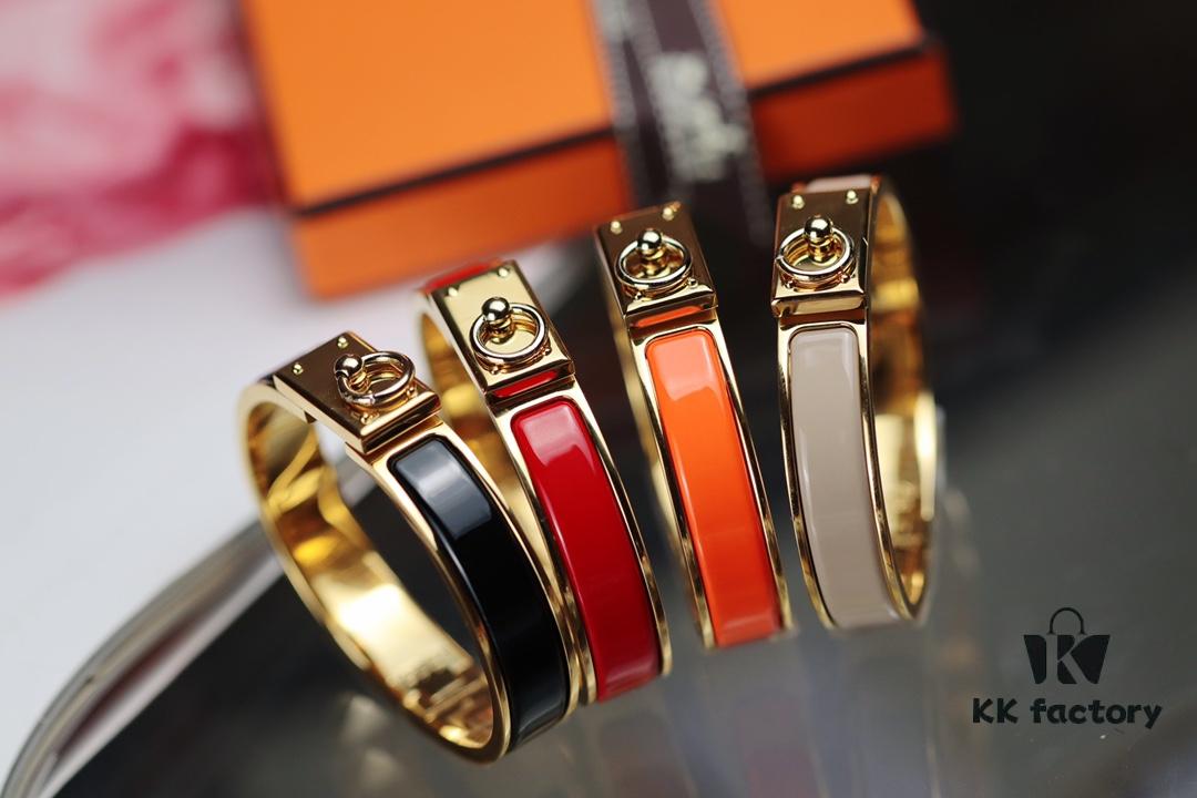 692fcaee99f2d84055c8936e New Arrival Hermès-Inspired Clics Enamel Bracelet – H Lock & Ring Design, Genuine Enamel, 1-Micron Gold Plating, Lightweight at 36g