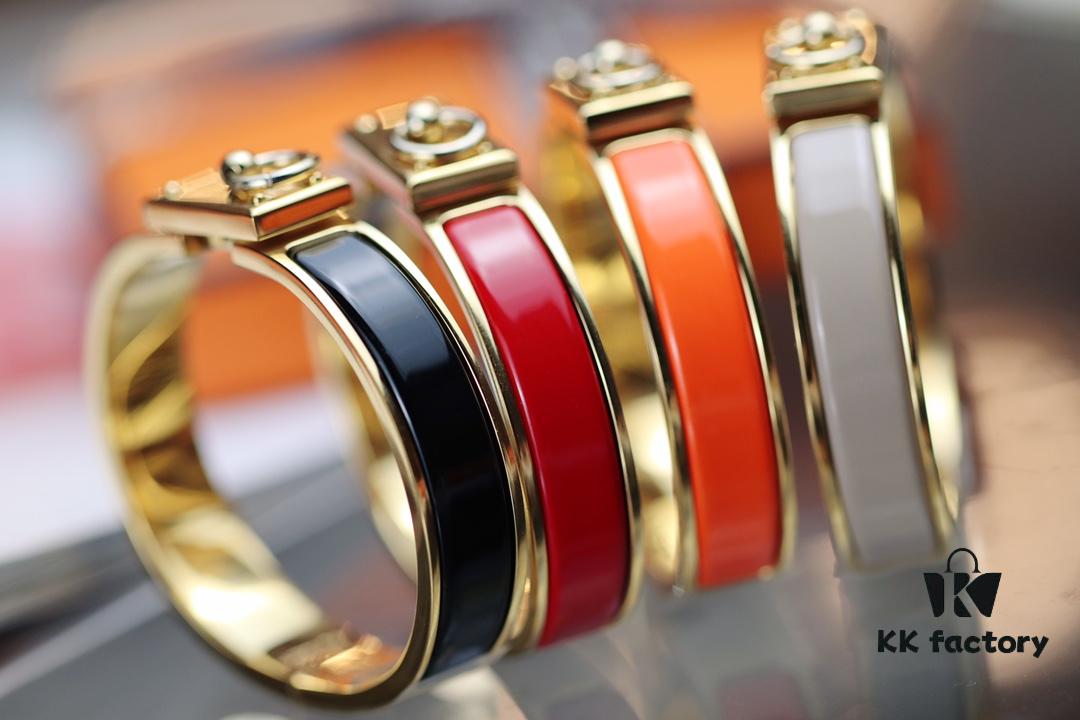 692fcaf099f2d84055c89373 New Arrival Hermès-Inspired Clics Enamel Bracelet – H Lock & Ring Design, Genuine Enamel, 1-Micron Gold Plating, Lightweight at 36g