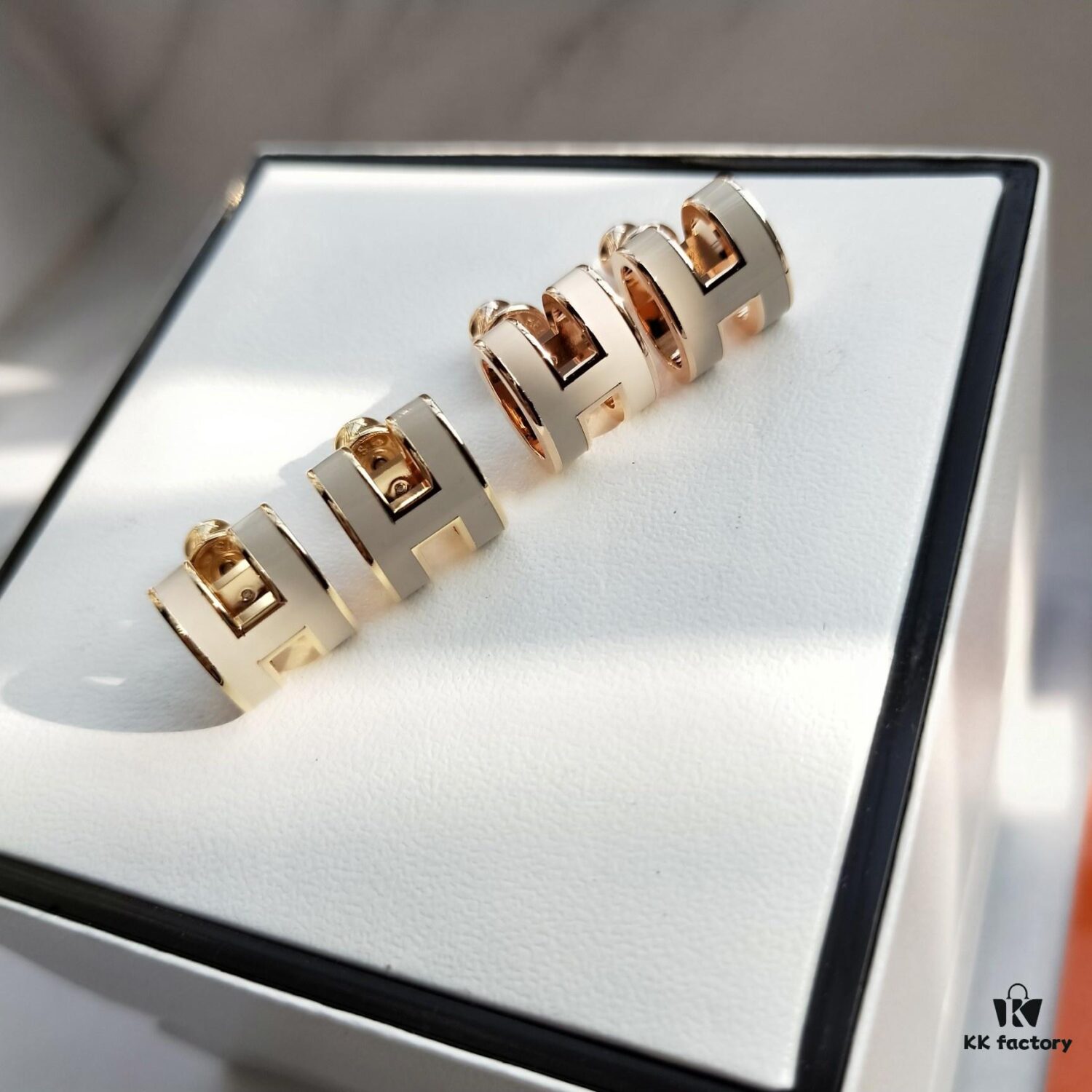692fcafc99f2d84055c8938a Hermes Pop Platinum-Edged H Enamel Stud Earrings with Authenticity Mark on Backing - Latest Classic Enamel Design, Real Photo Details