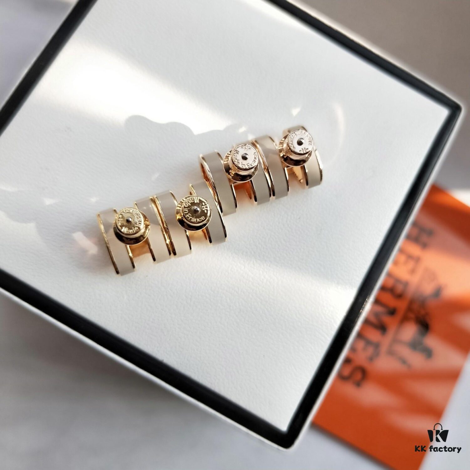692fcafd99f2d84055c8938b Hermes Pop Platinum-Edged H Enamel Stud Earrings with Authenticity Mark on Backing - Latest Classic Enamel Design, Real Photo Details