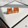 692fcb0099f2d84055c8938e Hermes Pop Platinum-Edged H Enamel Stud Earrings with Authenticity Mark on Back – Latest Classic Enamel Design, Real Photo Details