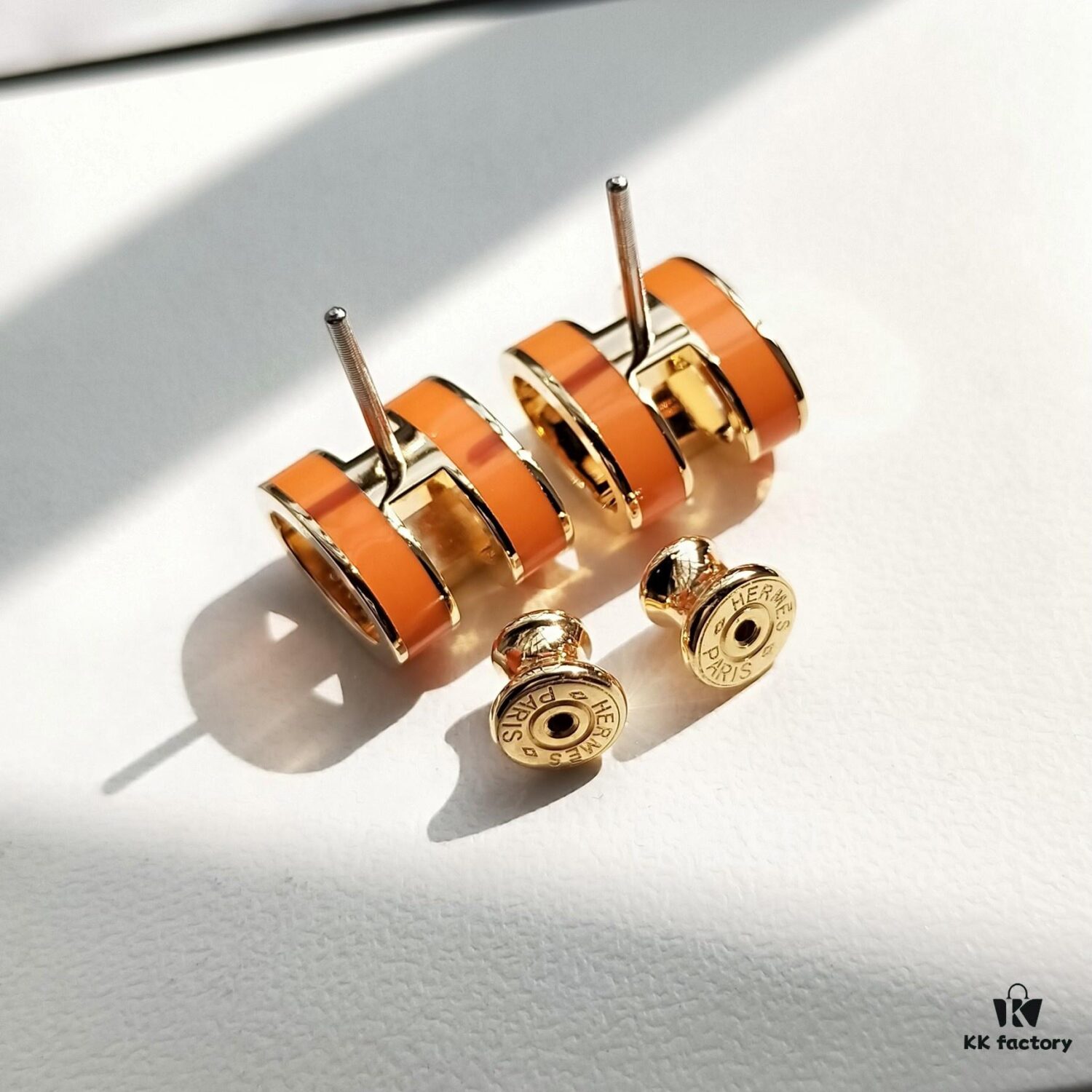 692fcb0099f2d84055c89390 Hermes Pop Platinum-Edged H Enamel Stud Earrings with Authenticity Mark on Back – Latest Classic Enamel Design, Real Photo Details