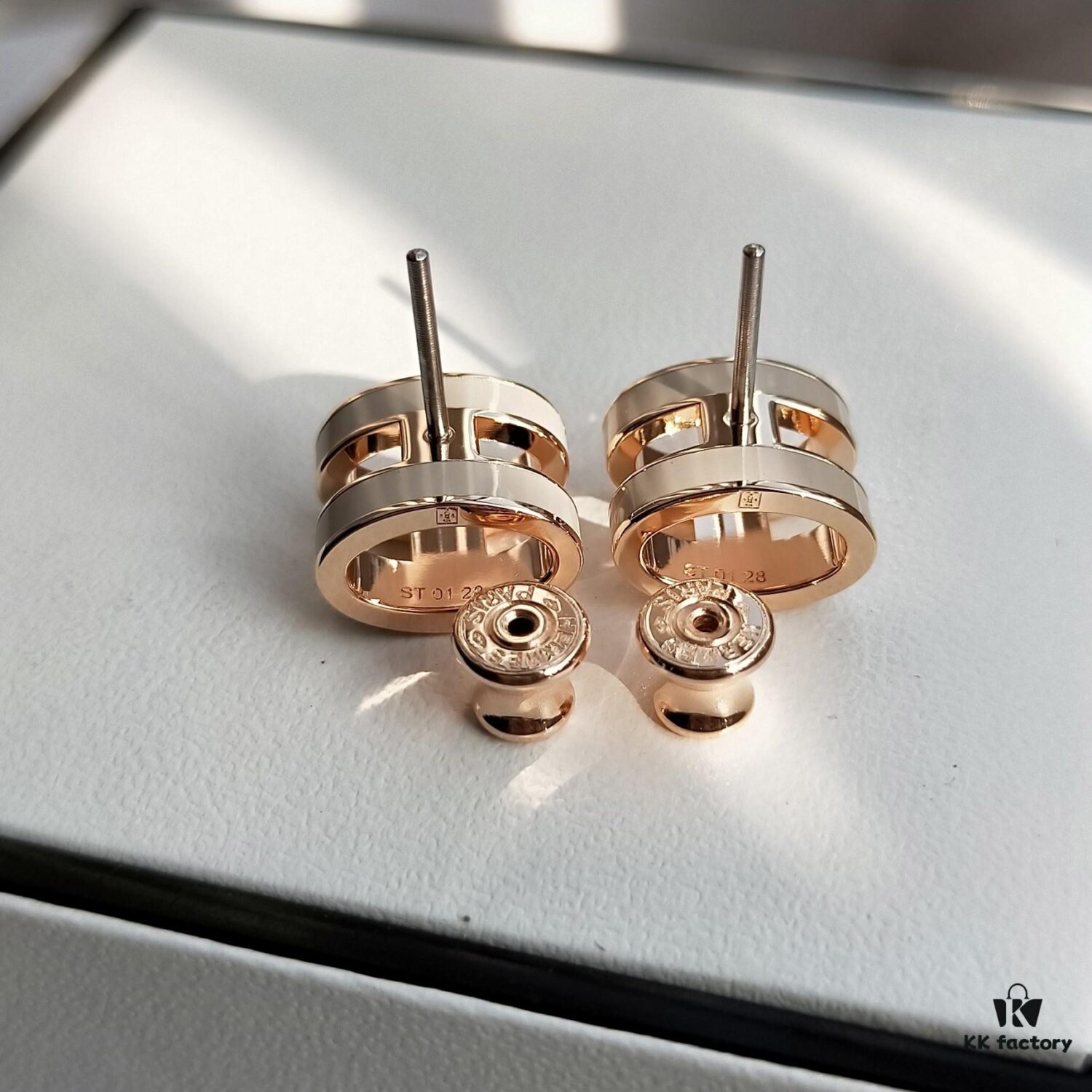 692fcb0599f2d84055c89397 Hermes Pop Platinum-Edged H Enamel Stud Earrings with Authenticity Mark on Backing - Latest Classic Enamel Design, Real Photo Details