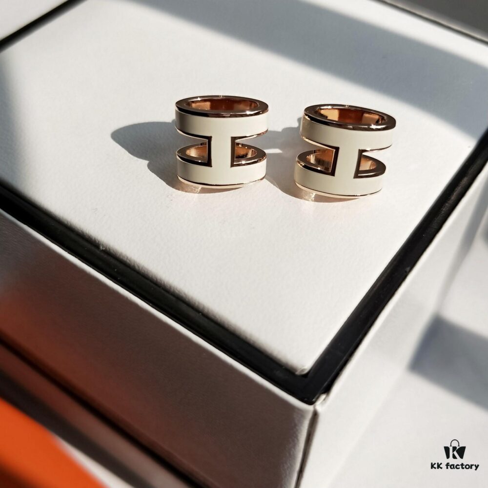 692fcb0a99f2d84055c893a0 Hermes Pop Platinum Edge H Enamel Stud Earrings
