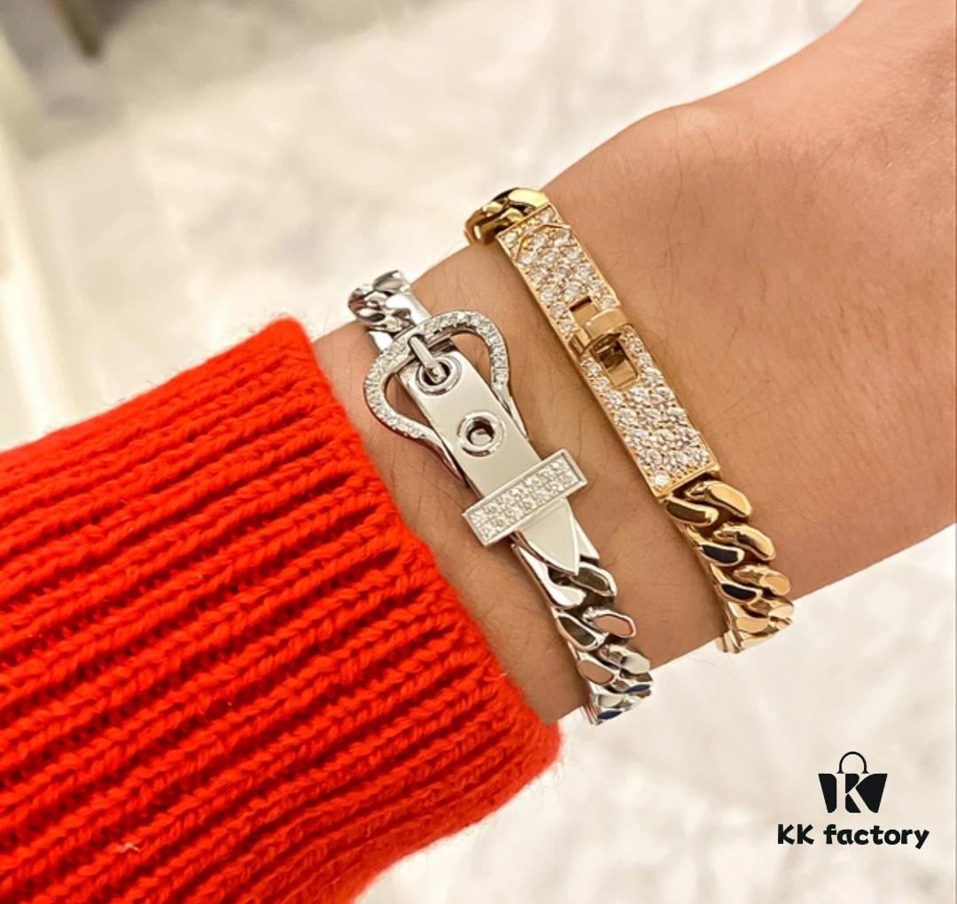 692fcb1999f2d84055c893c4 Hermes 2021 New Half-Pave Luxury Bracelet - Premium Custom Design with Imported V-Gold Plating and Micro-Paved High-Carbon Diamonds, Platinum and Rose Gold Options