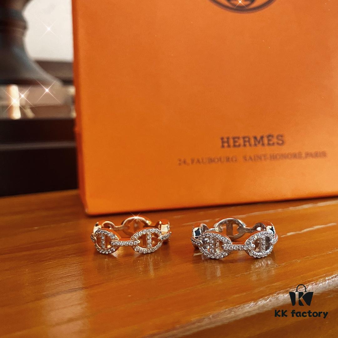692fcb1d99f2d84055c893cc V Gold Series: Hermes Pig Nose Full Diamond Ring