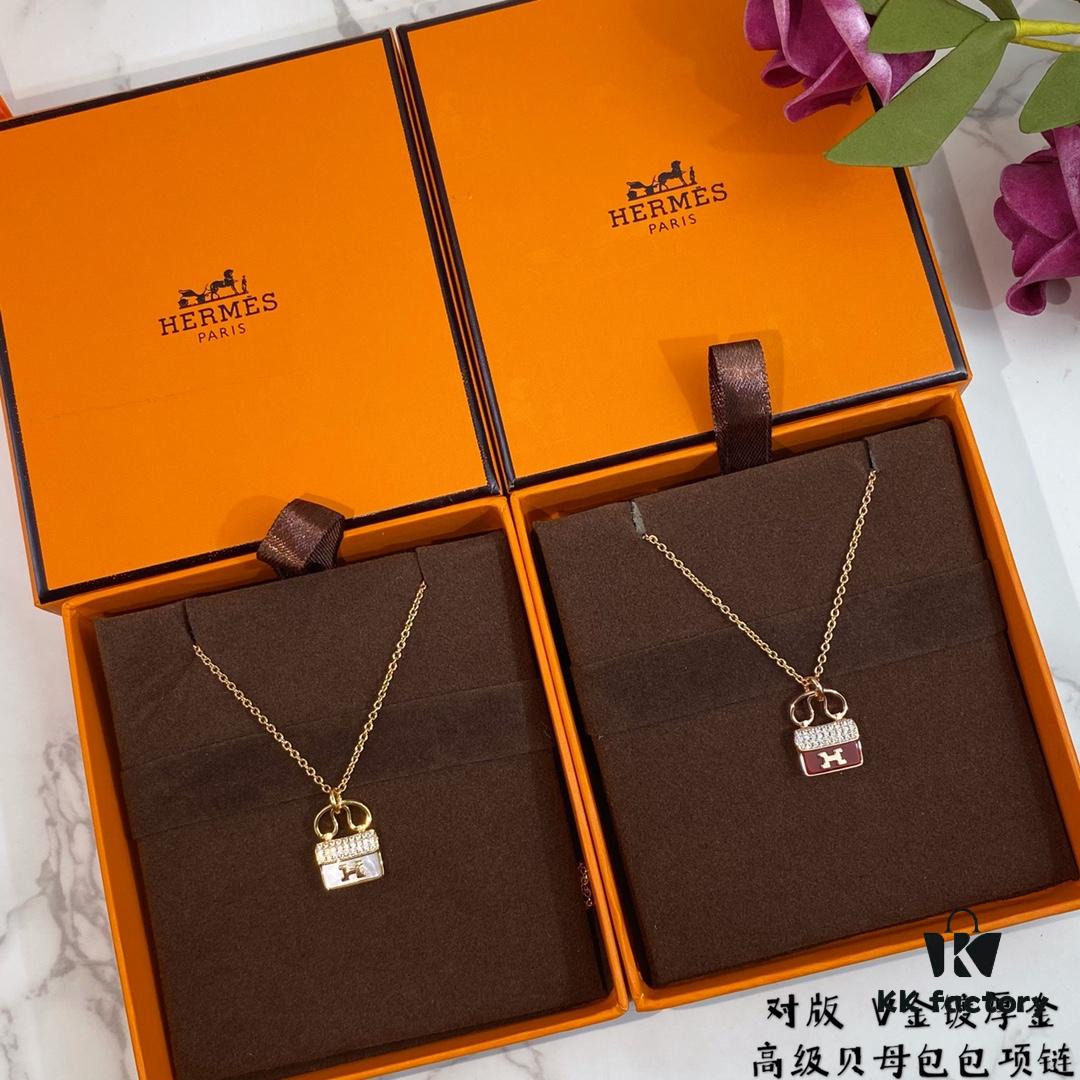 692fcb3499f2d84055c893f7 Hermes Original High-End Mother-of-Pearl Kelly Necklace, V-Gold Plated with Mimetic Gold, Most Authentic Version