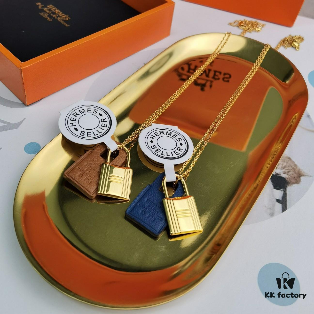 692fcb3699f2d84055c893fa Hermes Lock Heart Necklace, Also Known as Kelly Necklace, Brass with 18K Gold Plated Finish