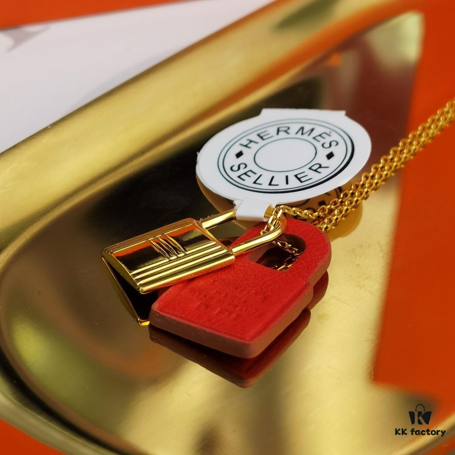 692fcb3999f2d84055c89401 Hermes Lock Heart Necklace, Also Known as Kelly Necklace, Brass with 18K Gold Plated Finish