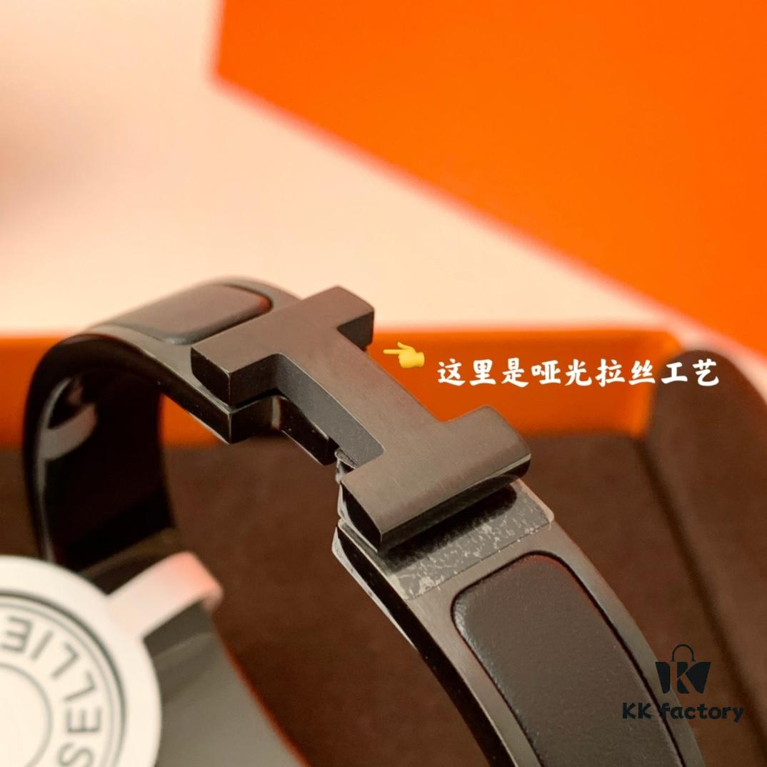 692fcb6a99f2d84055c8945e Hermes H Matte Black Sandblasted Black Warrior H Bracelet