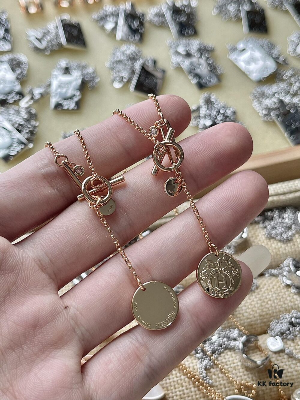 692fcb7799f2d84055c89478 Hermès Rose Gold Coin Necklace