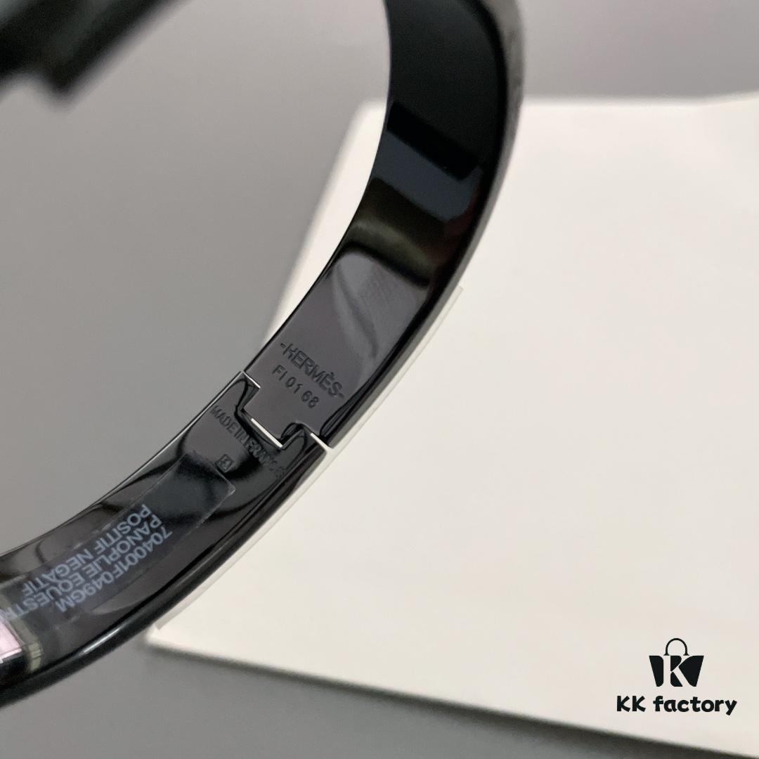 692fcb9399f2d84055c894a4 H Black Enamel Bracelet ❤️ Best Couple's Style, Sizes 17/19 Available ❤️ Z Enamel Craftsmanship, Brushed Metal Finish, Elegant and Stylish!