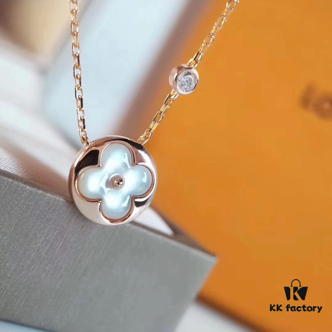 692fcc6499f2d84055c8963b LV Classic Monogram White Mother-of-Pearl Pendant Necklace