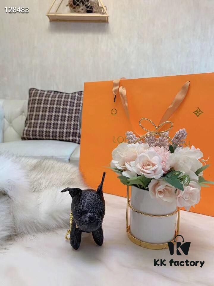 692fcc6a99f2d84055c8964a Louis Vuitton LV Dog Keychain Pendant Ornament - French Bulldog Design, Premium PU Leather with Polyester Fiber Filling, Imported Stainless Steel Hardware, Authentic Logo