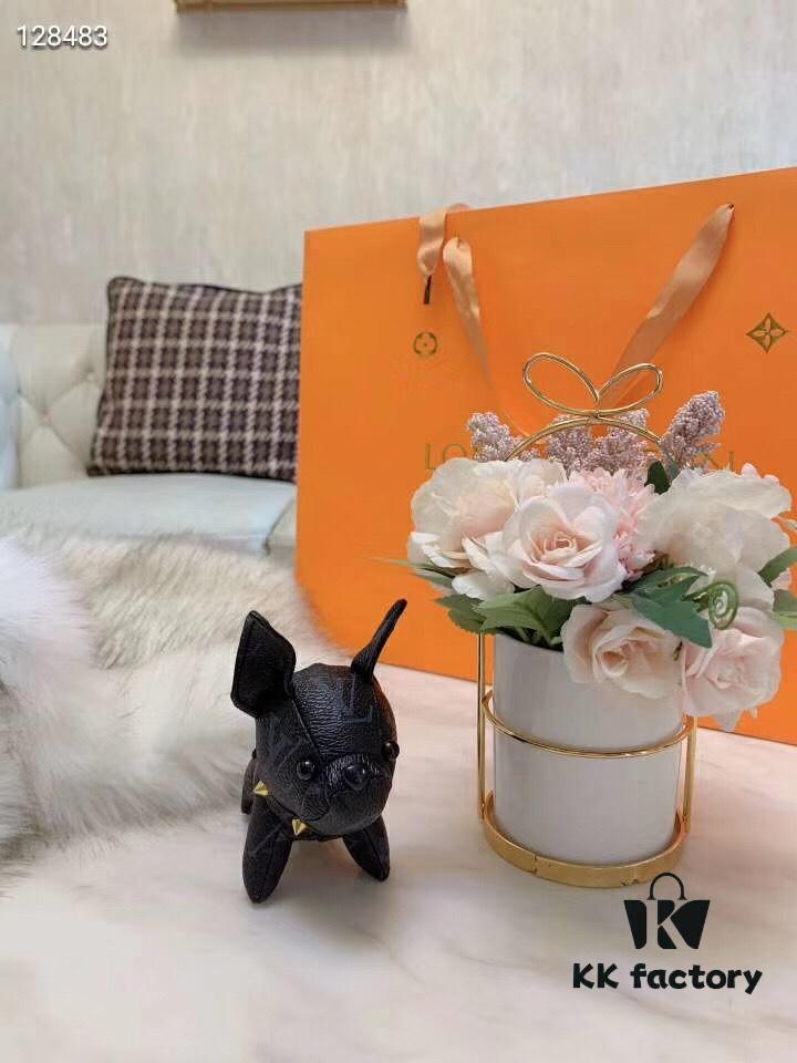 692fcc7c99f2d84055c8966f Louis Vuitton LV Dog Keychain Pendant Ornament - French Bulldog Design, Premium PU Leather with Polyester Fiber Filling, Imported Stainless Steel Hardware, Authentic Logo