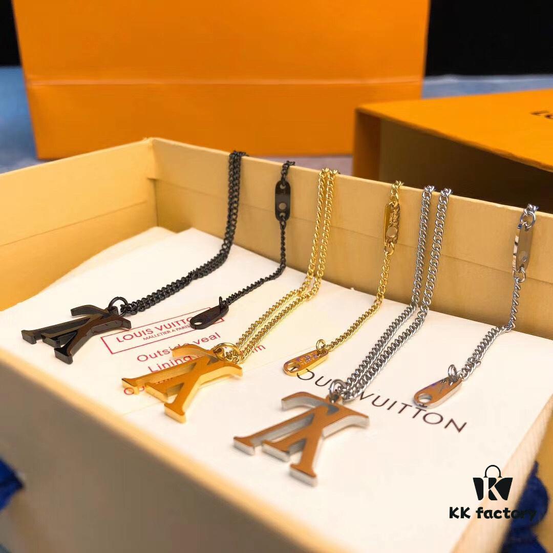 692fcc7e99f2d84055c89674 LV Necklace Limited Edition from Boutique, Stainless Steel with 18K Gold Vacuum Plating, Overseas Purchased Pendant, Available in Three Colors