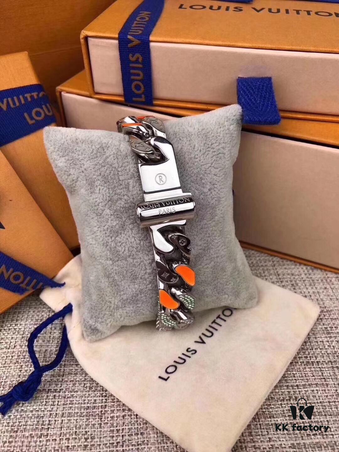 LV Vivienne Sparkling Enamel Full Diamond Bracelet FW Chain Links Patches
