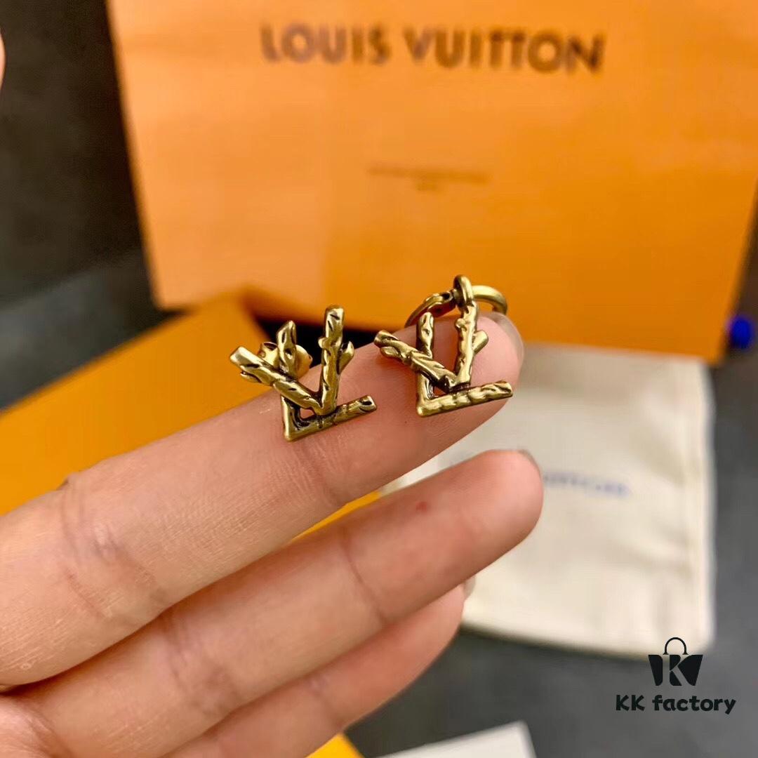 692fcc8699f2d84055c89684 LV Twig Earrings in Gold-Tone Metal with Vintage Effect