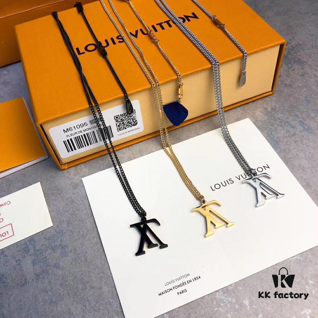 692fcc9399f2d84055c8969e LV Necklace Limited Edition from Boutique, Stainless Steel with 18K Gold Vacuum Plating, Overseas Purchased Pendant, Available in Three Colors