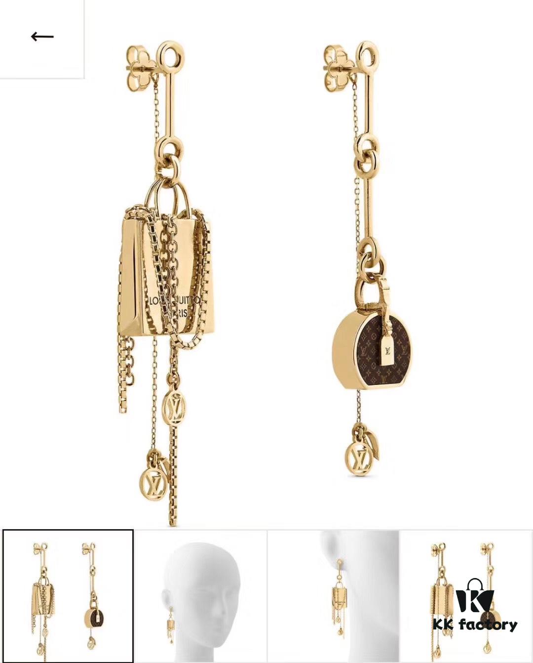 692fcc9a99f2d84055c896ac Louis Vuitton Boite Chapeau Bag in Monogram Canvas and Gold-Tone Metal, Adorning Mini LV Asymmetrical Earrings