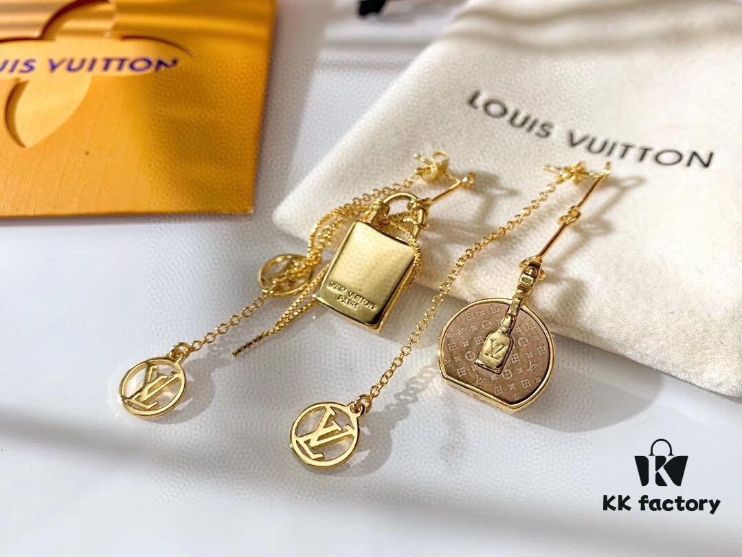 692fcc9c99f2d84055c896b0 Louis Vuitton Boite Chapeau Bag in Monogram Canvas and Gold-Tone Metal, Adorning Mini LV Asymmetrical Earrings