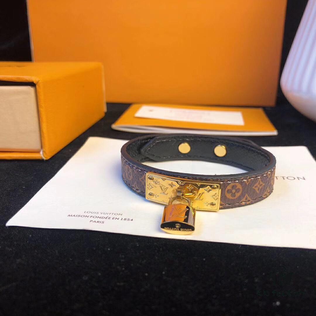 692fccb099f2d84055c896d9 Louis Vuitton Original LV Monogram Leather Bracelet ● Calfskin Lining, Unique Design, Retro and Avant-garde Style
