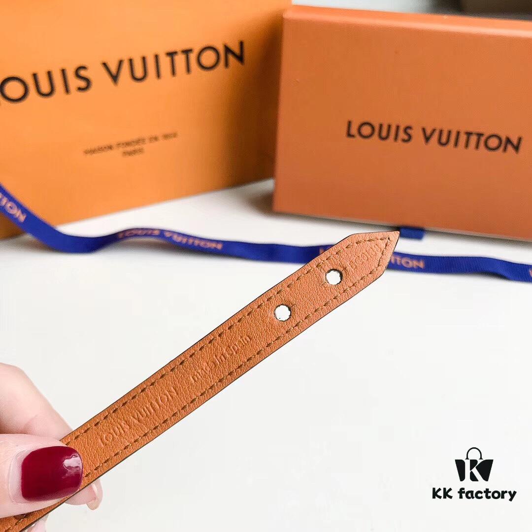 Top-Grade LV Genuine Lambskin Pyramid Bracelet [Happy] Authentic Purchase, Small Size - 18cm Length - Size 17, Adjustable to Size 16 (Classic Monogram), Original Material, Comparable to Boutique Quality, Genuine Lambskin, Hardware Electroplated 18K on 316 Steel
