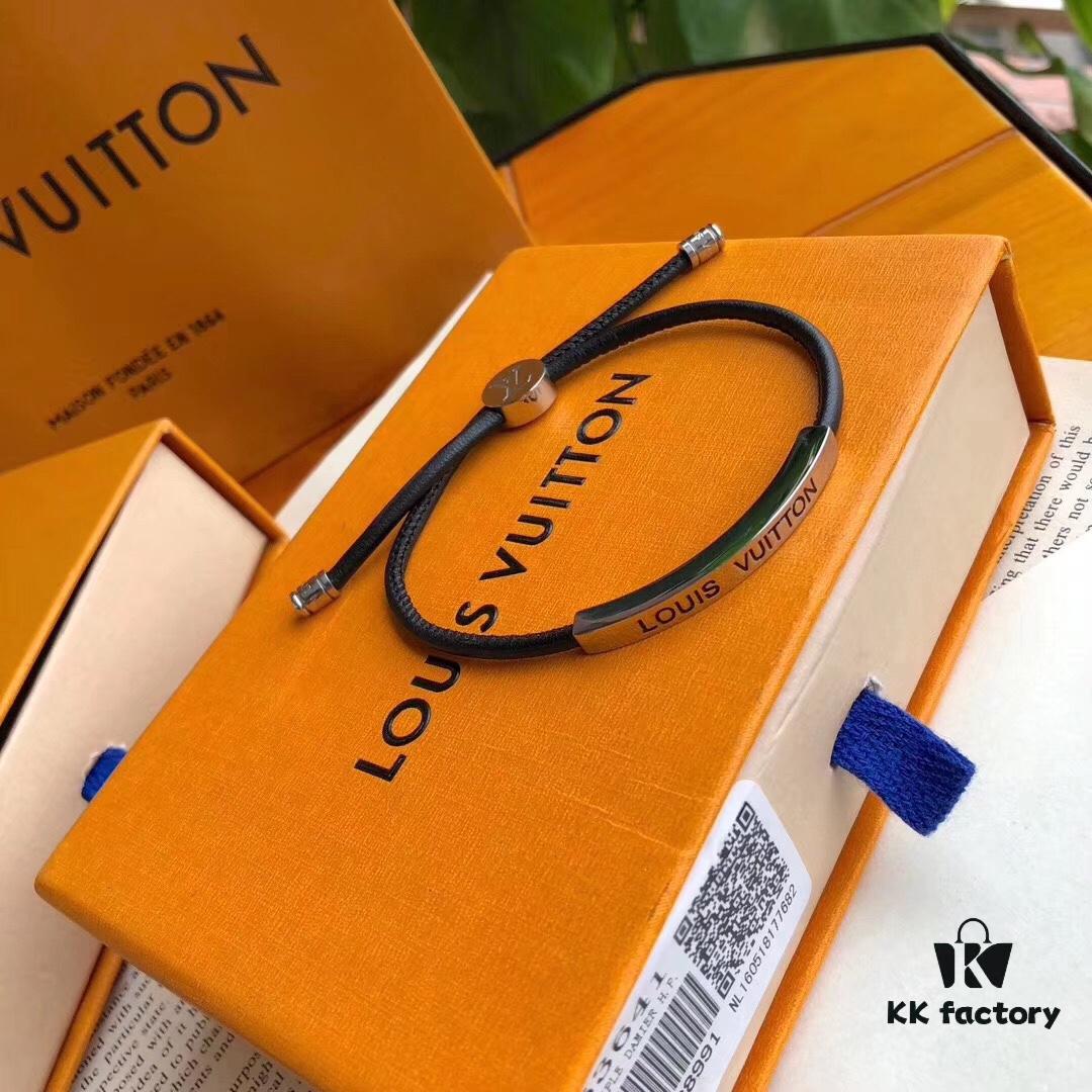 692fccb499f2d84055c896df Authentic Prototype Level LV Monogram Leather Bracelet ● Premium Brass Material with Calfskin Lining, Unique Retro-Futuristic Design, Four Patterns Available, Adjustable Unisex Couple Bracelet