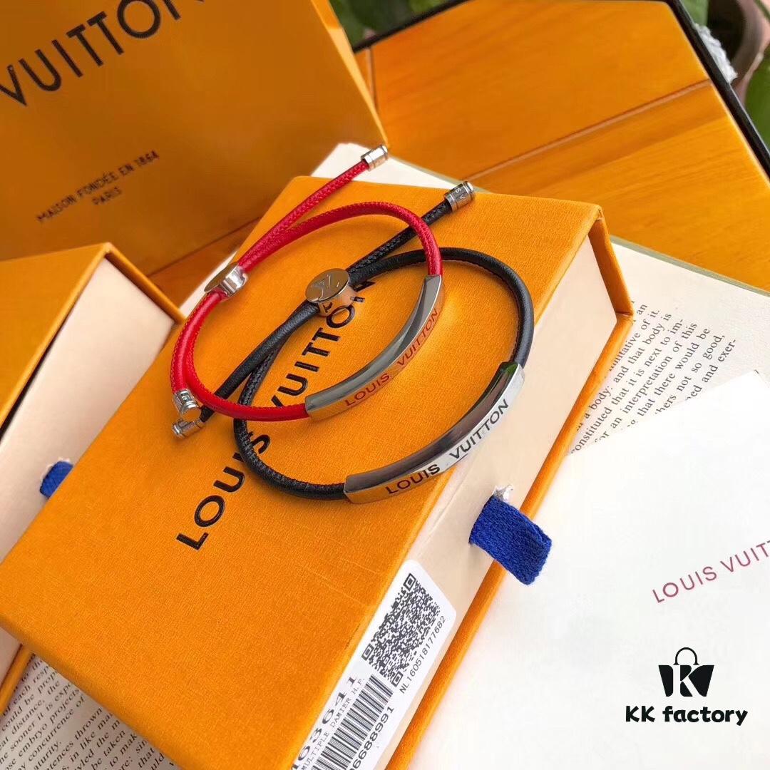 692fccb499f2d84055c896e0 Authentic Prototype Level LV Monogram Leather Bracelet ● Premium Brass Material with Calfskin Lining, Unique Retro-Futuristic Design, Four Patterns Available, Adjustable Unisex Couple Bracelet