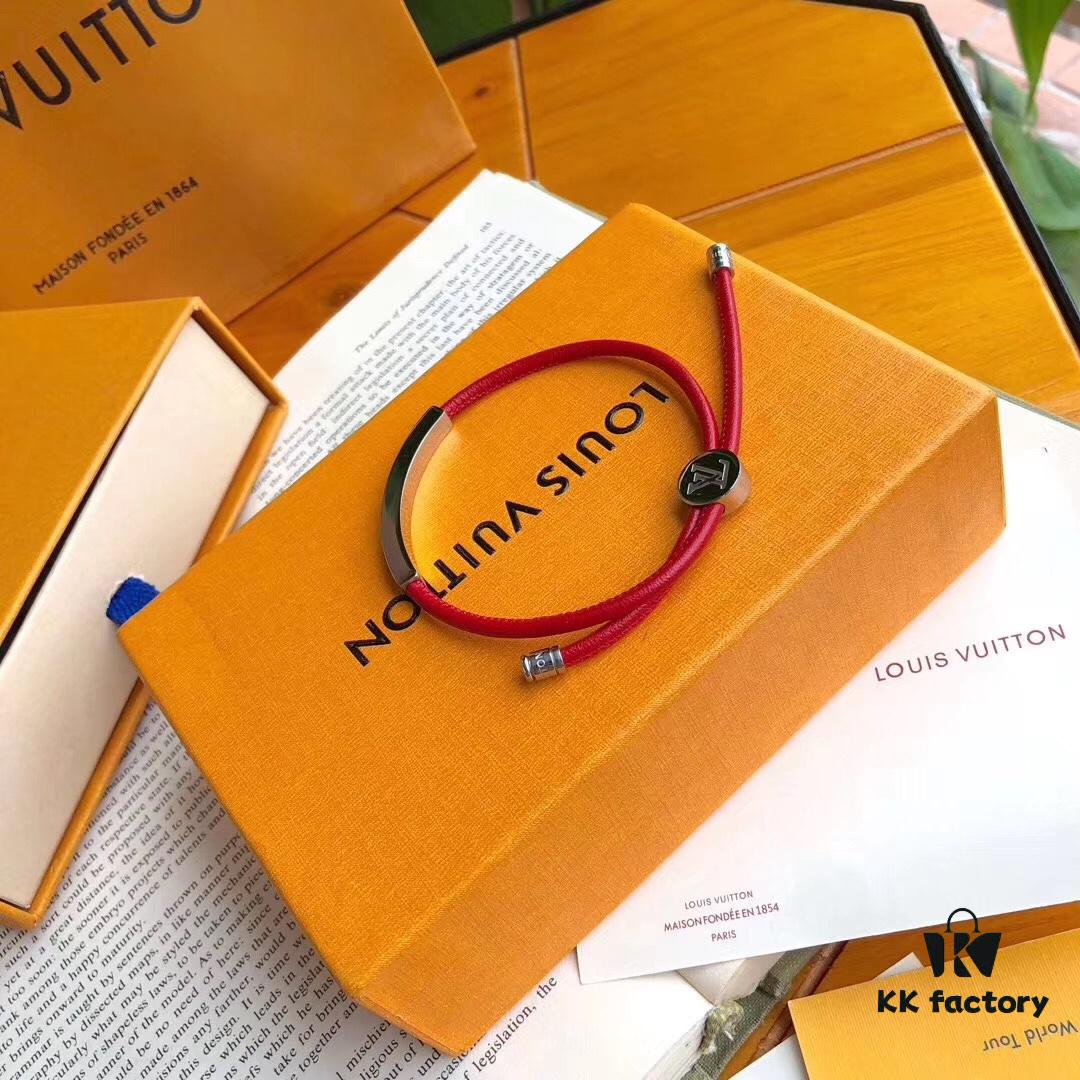 692fccb599f2d84055c896e1 Authentic Prototype Level LV Monogram Leather Bracelet ● Premium Brass Material with Calfskin Lining, Unique Retro-Futuristic Design, Four Patterns Available, Adjustable Unisex Couple Bracelet