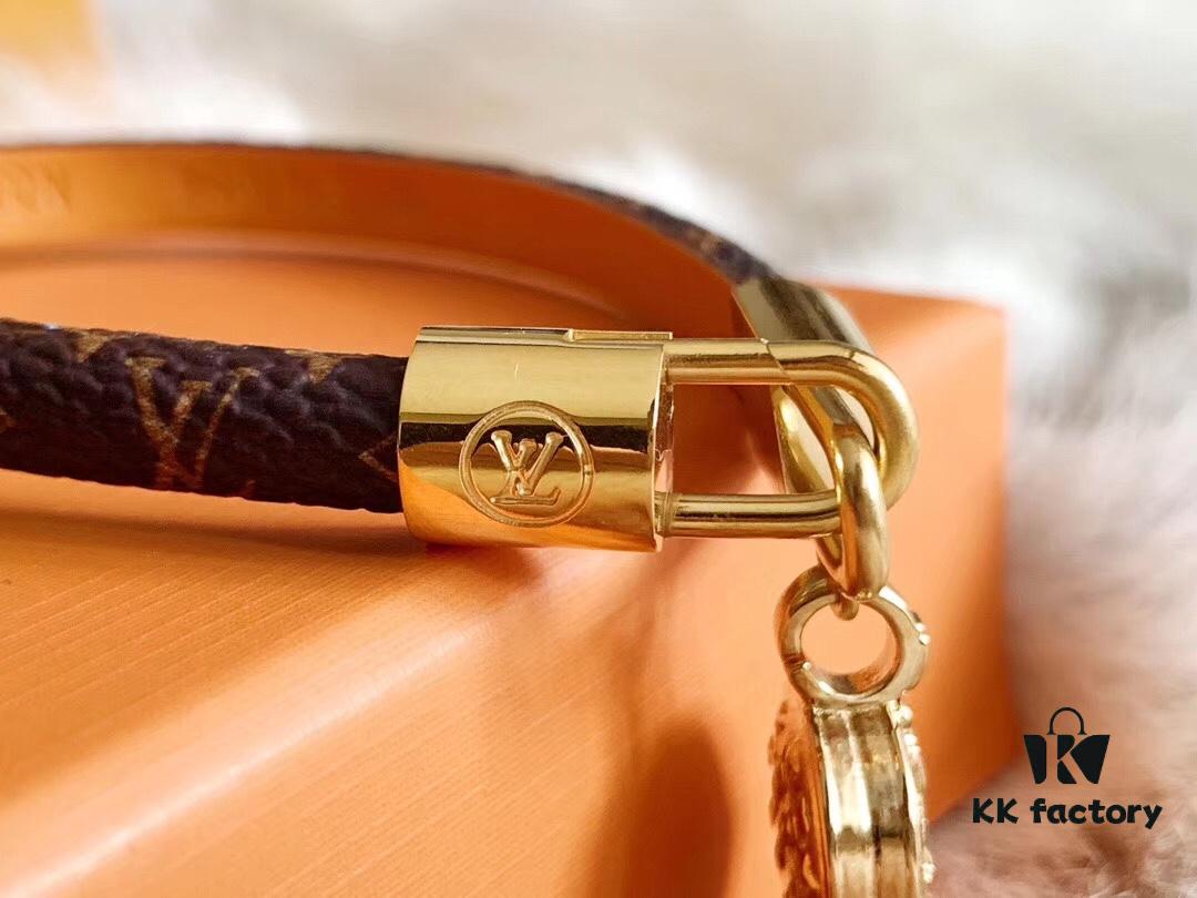 692fccc399f2d84055c896f9 Louis Vuitton LV Monogram Double Leather Strap Bag Bracelet Wristband, Brass Hardware, Calfskin Lining, Vintage and Avant-garde Design, Must-have for Women