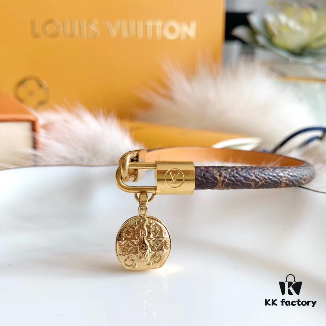 692fccc399f2d84055c896fb Louis Vuitton LV Monogram Double Leather Strap Bag Bracelet Wristband, Brass Hardware, Calfskin Lining, Vintage and Avant-garde Design, Must-have for Women