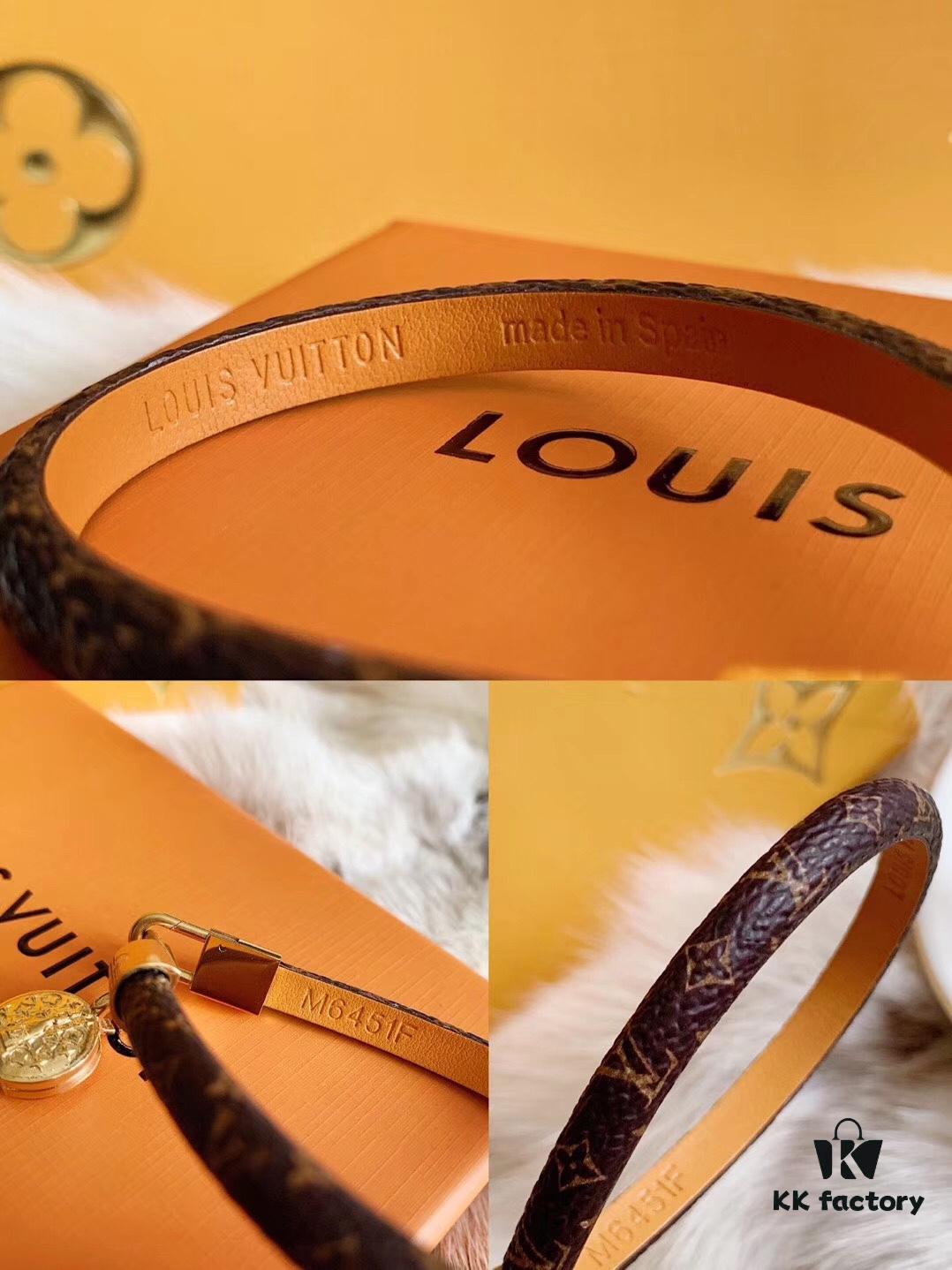 692fccc499f2d84055c896fc Louis Vuitton LV Monogram Double Leather Strap Bag Bracelet Wristband, Brass Hardware, Calfskin Lining, Vintage and Avant-garde Design, Must-have for Women