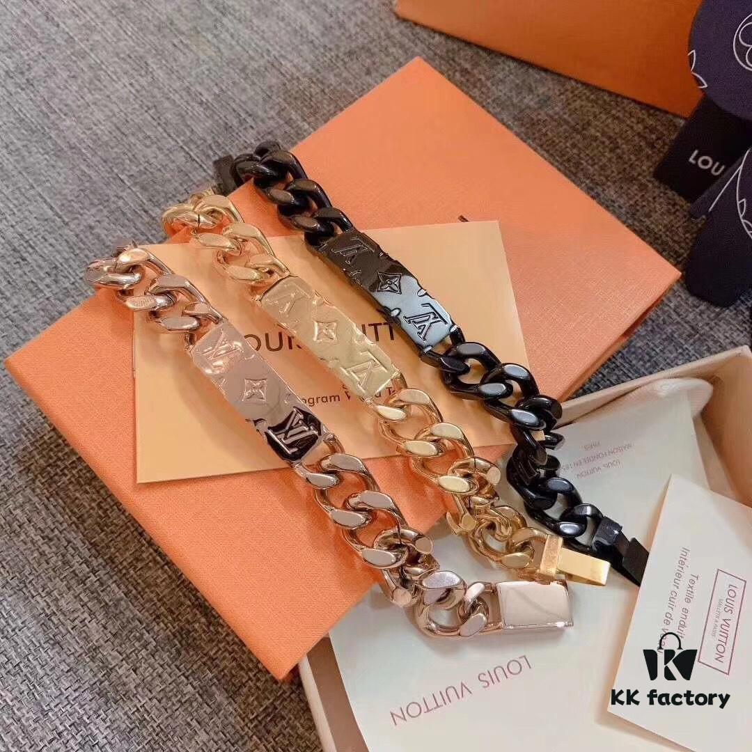 692fcccf99f2d84055c89714 LV Limited Edition Bracelet 🔰 MONGRAW Chain Bracelet with Louis Vuitton Studs, Imported 316L Stainless Steel with Vacuum White Gold Plating