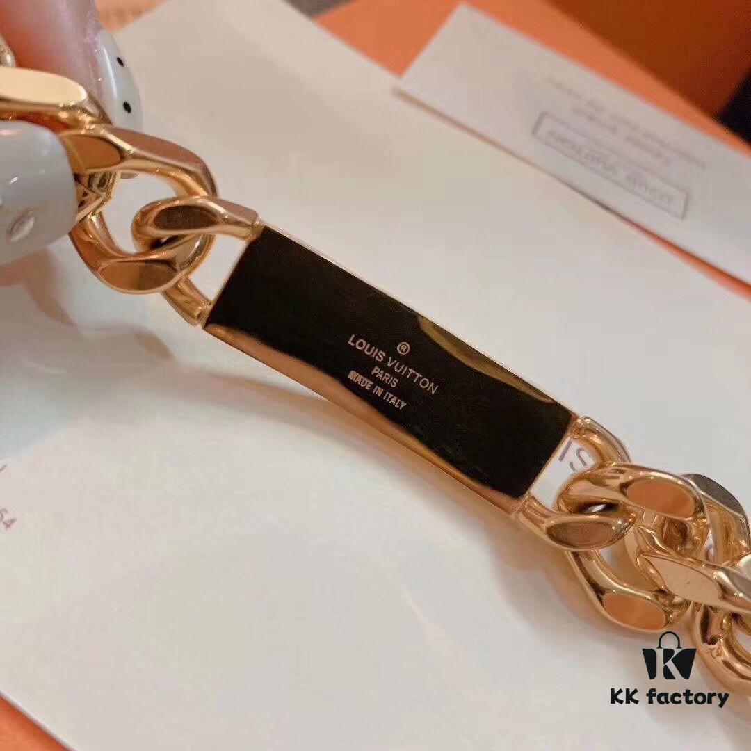 692fccd199f2d84055c89716 LV Limited Edition Bracelet 🔰 MONGRAW Chain Bracelet with Louis Vuitton Studs, Imported 316L Stainless Steel with Vacuum White Gold Plating