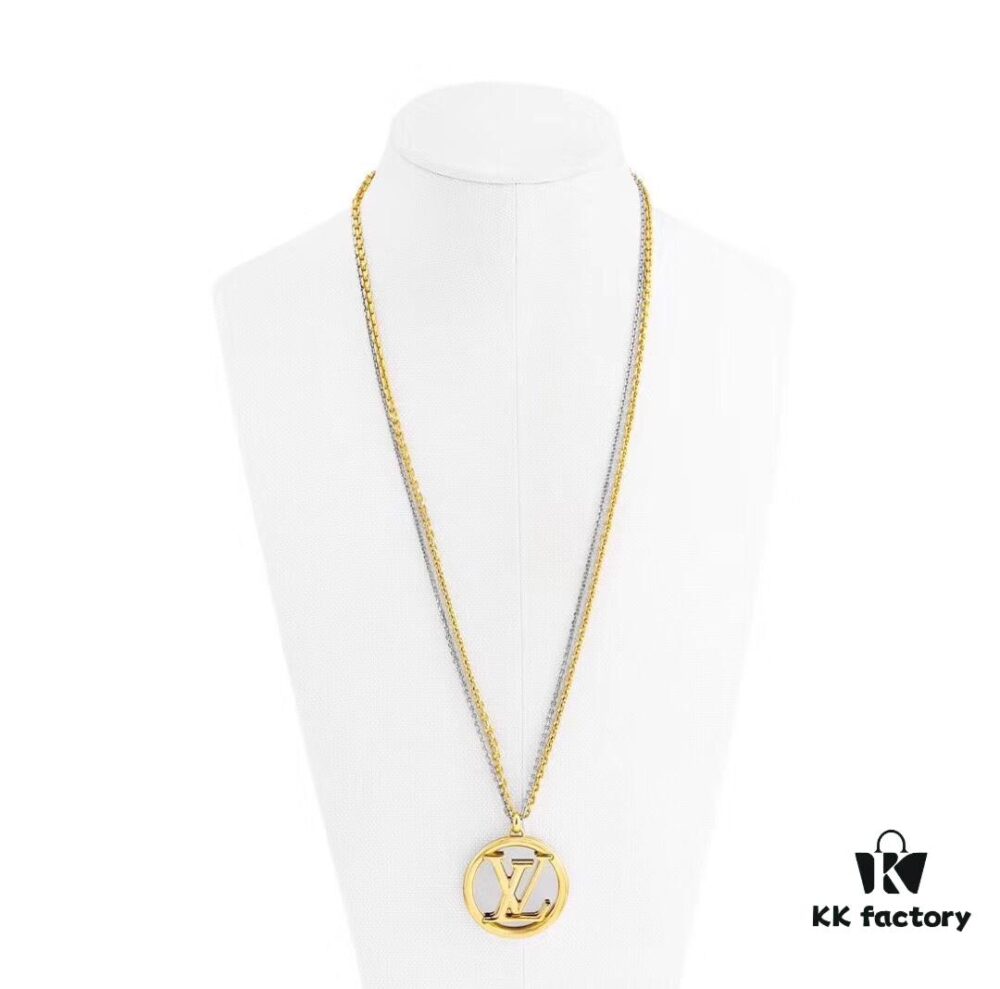 692fccd499f2d84055c8971d LV Louis Vuitton 2019 Fall/Winter New Arrival Circle LV Letter Two-Tone Double-Layer Necklace, Sweater Chain, Long Chain, Premium Materials Matching Original Quality, Ultra-Precise Craftsmanship! Must-Have Item, Stunning Look, Highly Recommended 🤗83557085