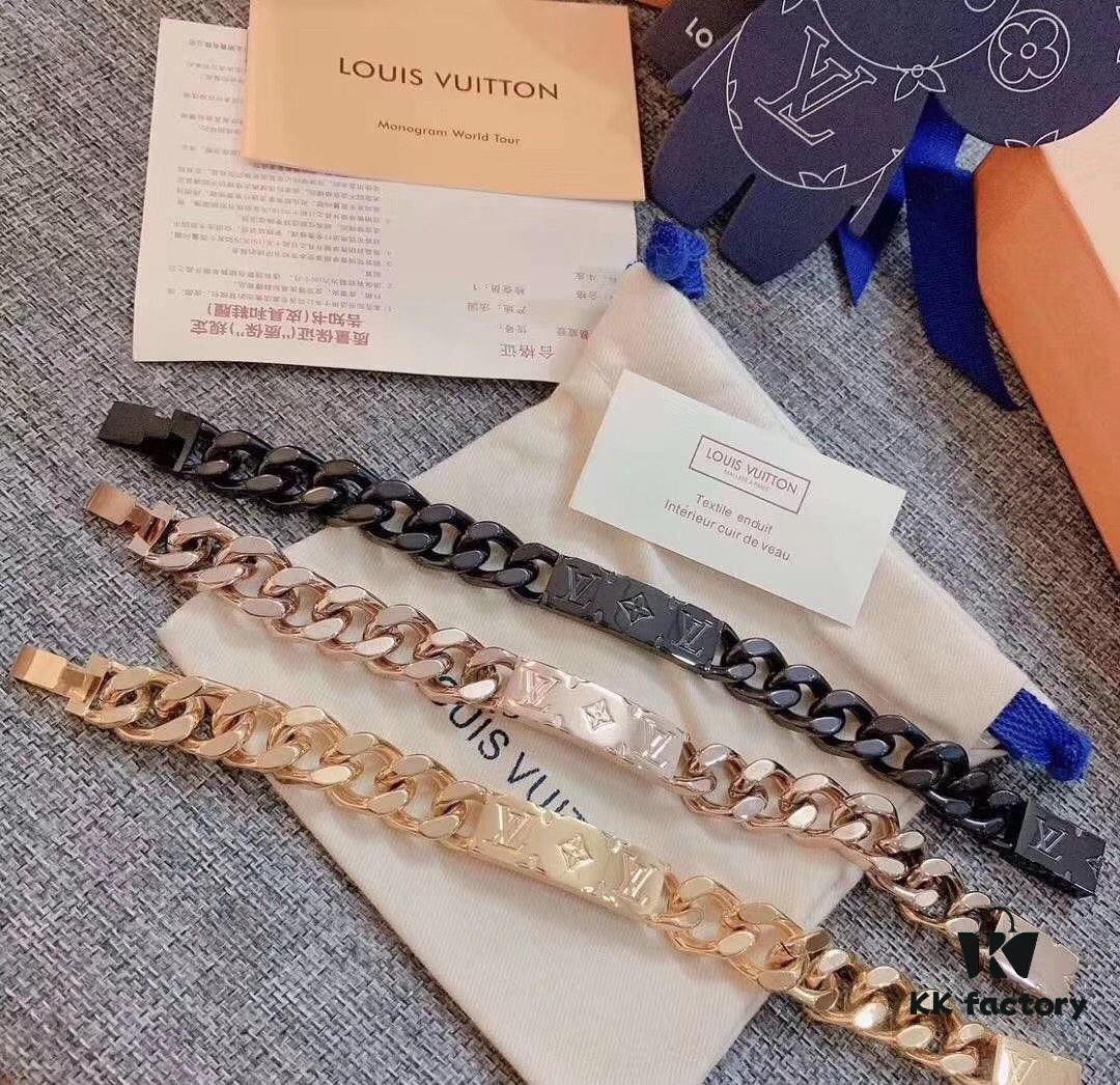 692fccd899f2d84055c8972a LV Limited Edition Bracelet 🔰 MONGRAW Chain Bracelet with Louis Vuitton Studs, Imported 316L Stainless Steel with Vacuum White Gold Plating